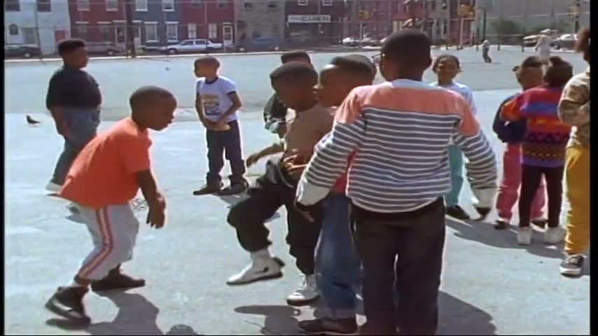 Still from I Am A Promise: children playing in a North Philly schoolyard, 1993